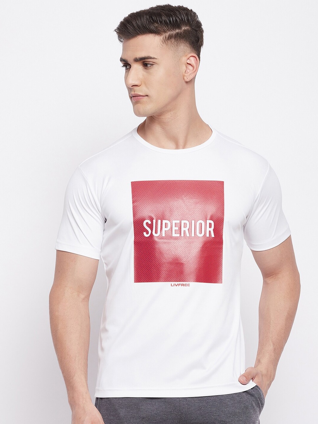NEVA Men White & Red Typography Printed Cotton T-shirt