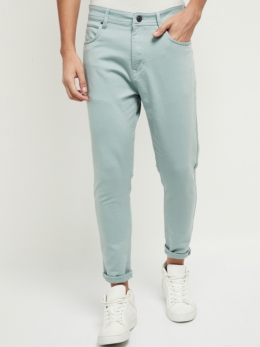 max Men Blue Solid No Fade Jeans
