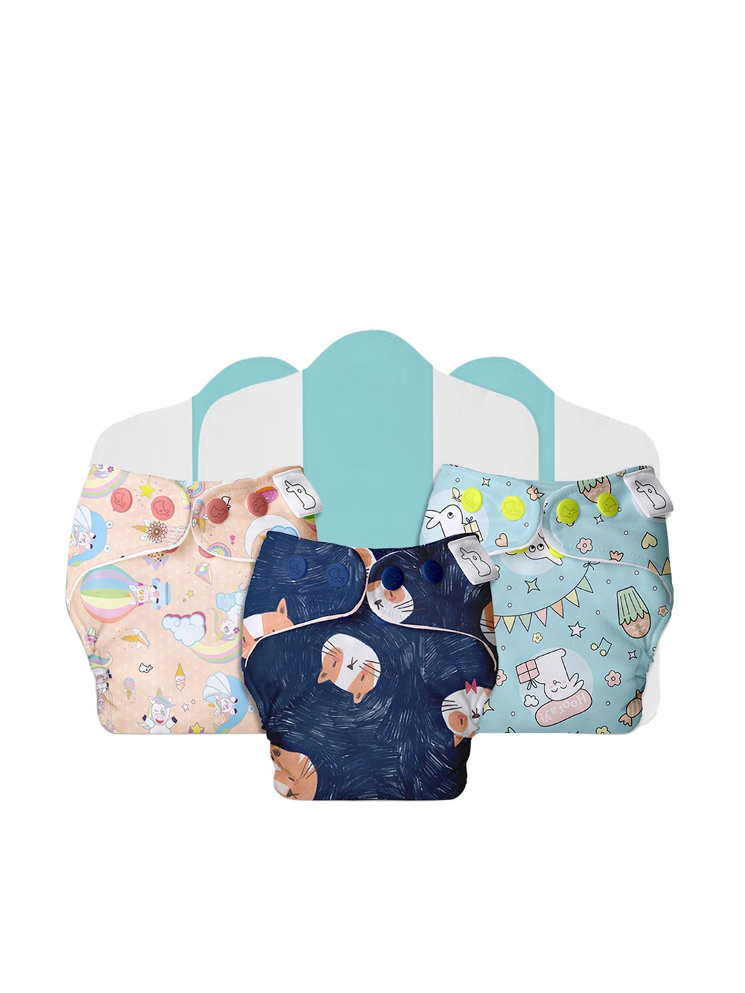 SuperBottoms Infant Pack Of 3 Blue & Peach-Coloured Printed NEW UNO Freesize Cloth Sustainable Diapers With 2 Organic Soaker, Multi
SuperBottoms Infant Pack Of 3 Blue & Peach-Coloured Printed NEW UNO Freesize Cloth Sustainable Diapers With 2 Organic Soaker, Multi
