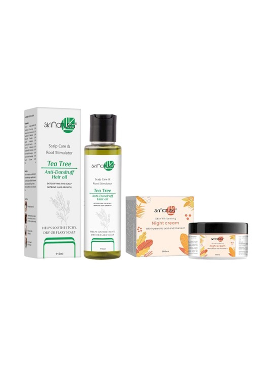 Skinatura Tea Tree Anti-Dandruff Hair Oil & Skin Whitening Night Cream - 110ml+50g, White
Skinatura Tea Tree Anti-Dandruff Hair Oil & Skin Whitening Night Cream - 110ml+50g, White