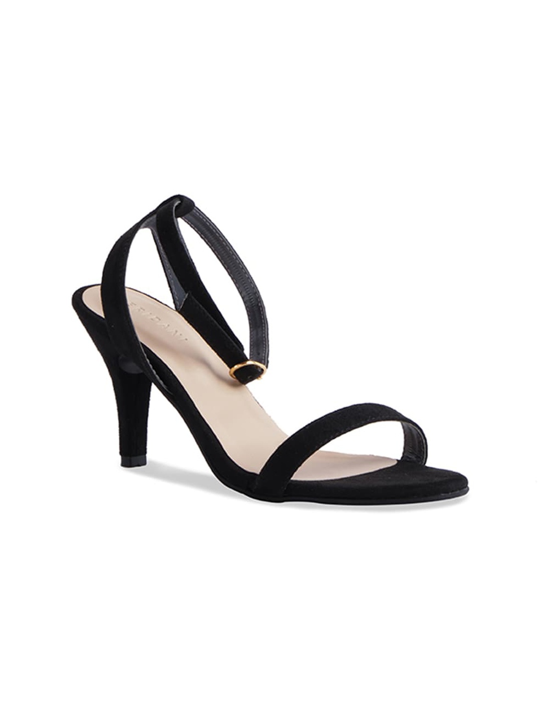 ERIDANI Women Black Heels with Buckles