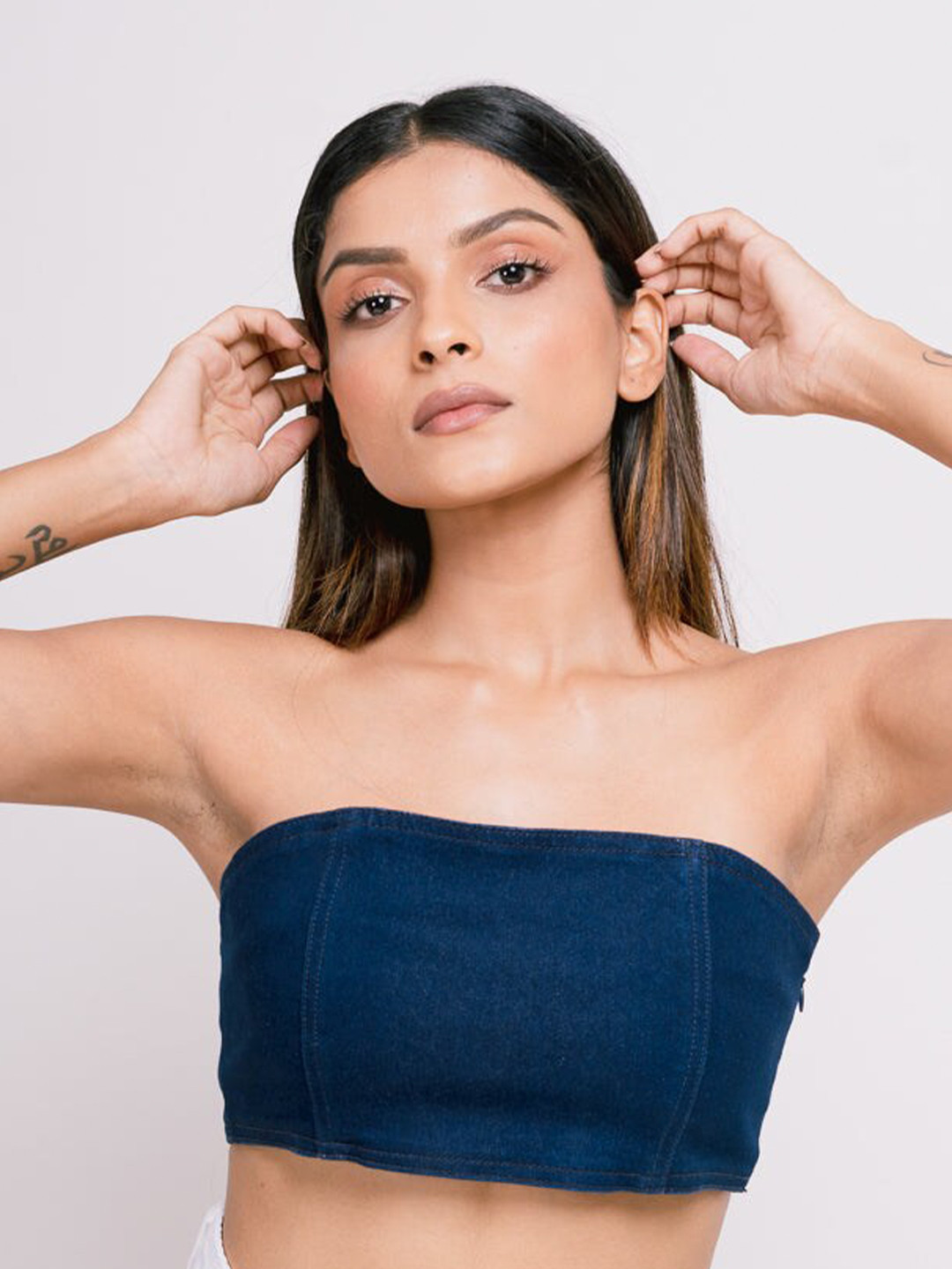 FREAKINS Blue Denim Tube Crop Top 
FREAKINS Blue Denim Tube Crop Top