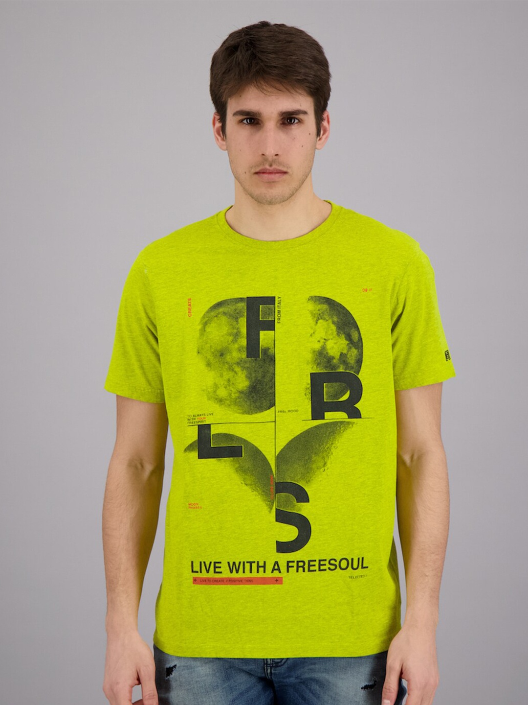 FREESOUL Men Lime Green Printed T-shirt