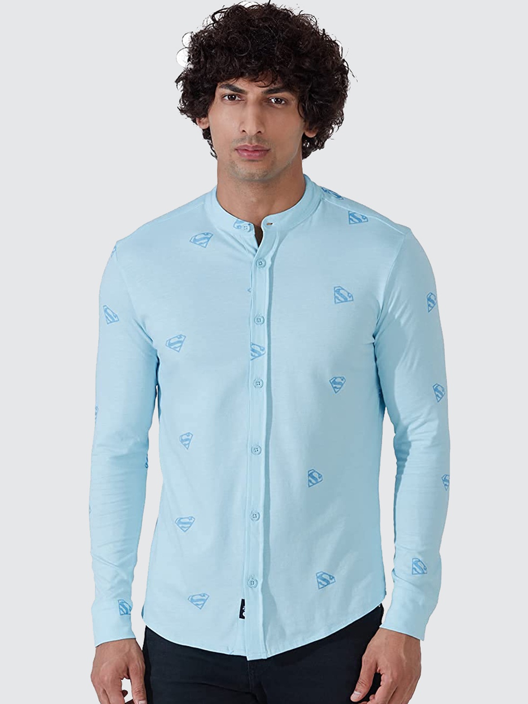 The Souled Store Men Blue Superman Printed Comfort Cotton Casual Shirt