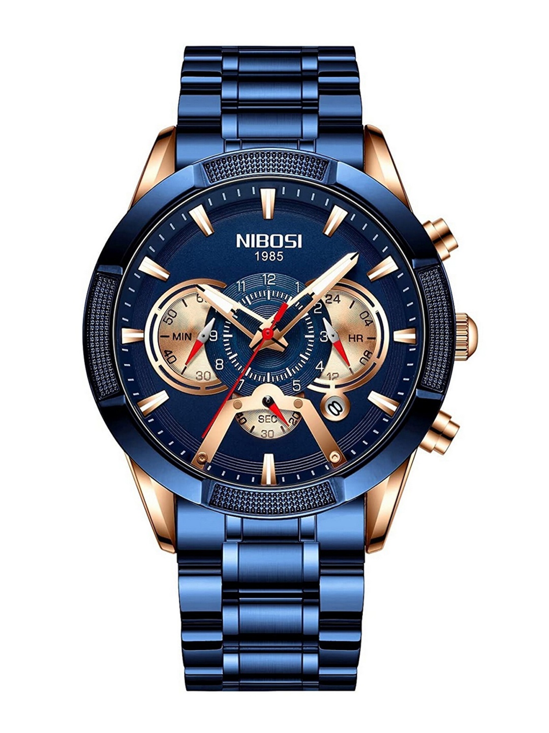 Nibosi Men Blue Dial & Blue Stainless Steel Bracelet Style Straps Analogue Watch NB-2379-Mtl-Blue-Blue
Nibosi Men Blue Dial & Blue Stainless Steel Bracelet Style Straps Analogue Watch NB-2379-Mtl-Blue-Blue