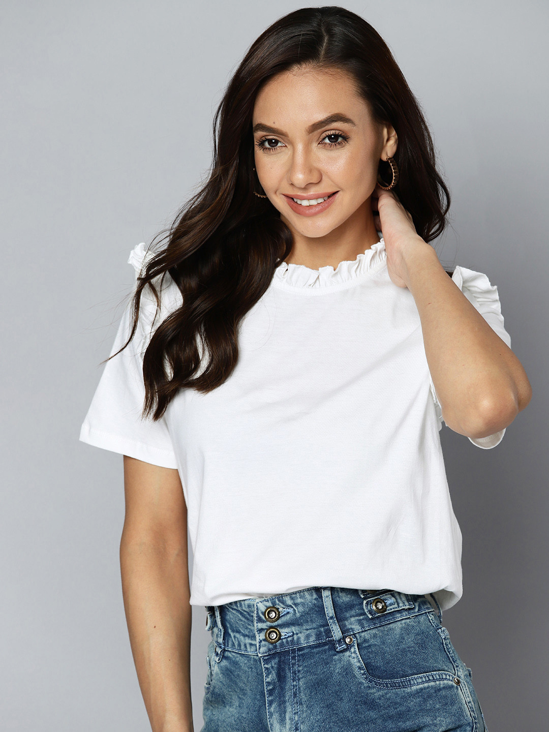 Mast & Harbour White Pure Cotton Solid Ruffles Top
Mast & Harbour White Pure Cotton Solid Ruffles Top