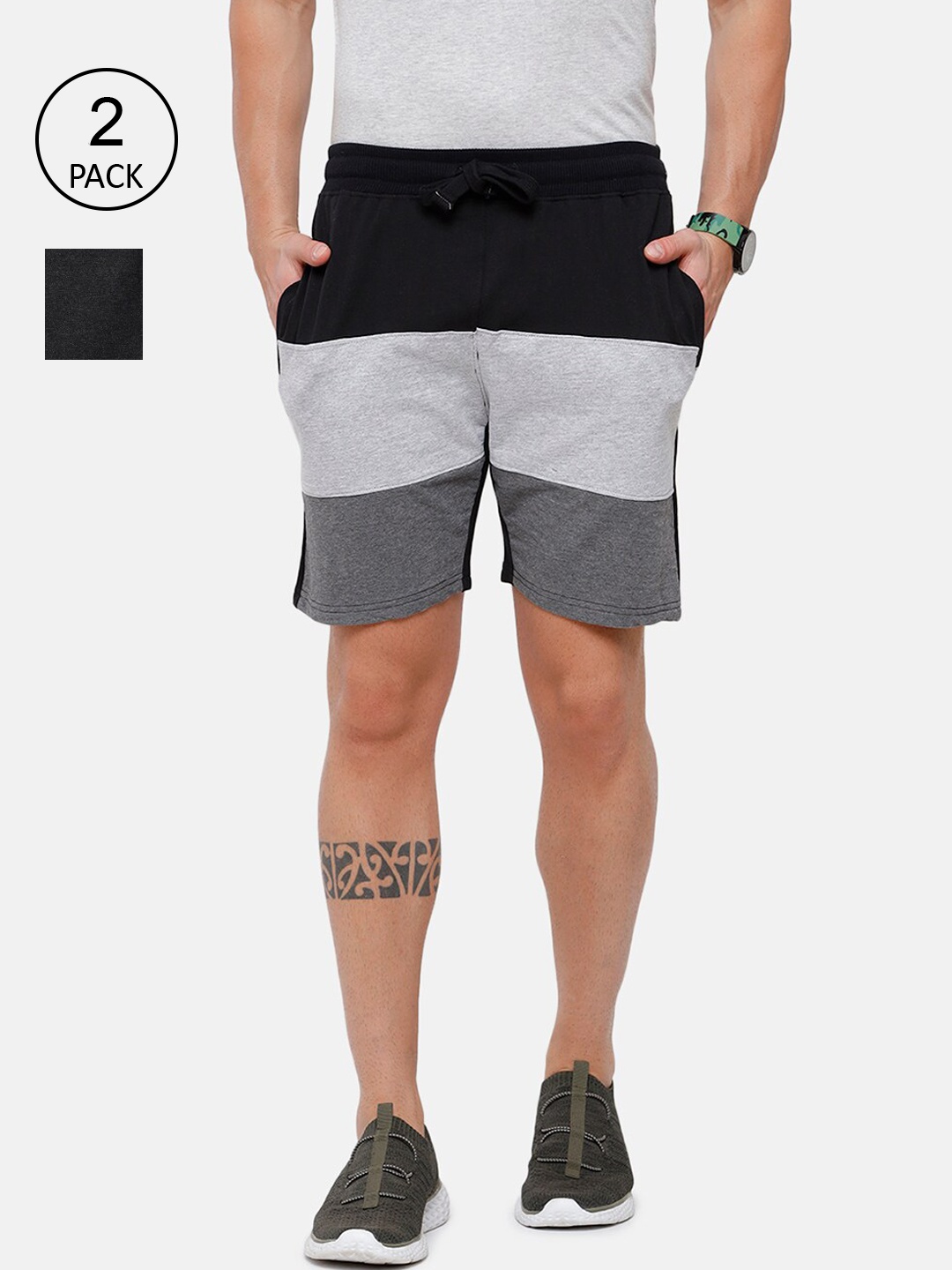 MADSTO Men Multicoloured Set Of 2 Regular Shorts, Multi