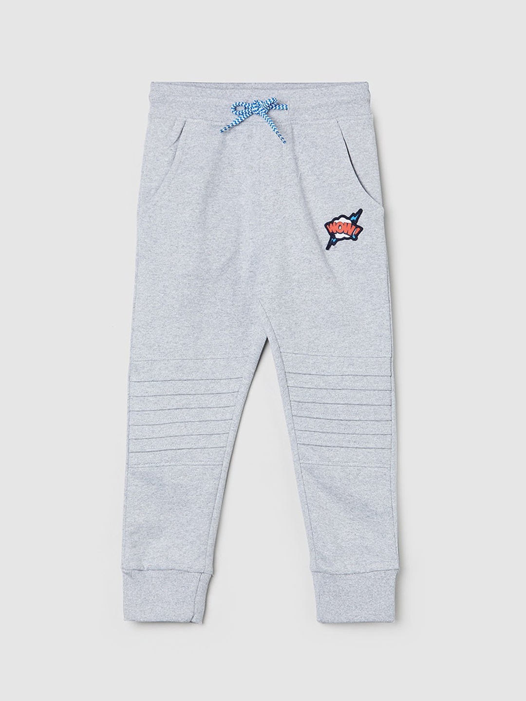 max Boys Grey Solid Regular-Fit Joggers