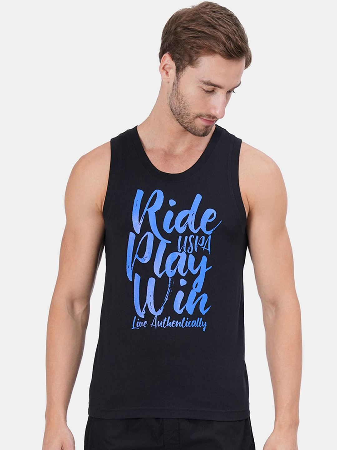 U.S. Polo Assn. Men Black Printed Cotton Innerwear Vests
U.S. Polo Assn. Men Black Printed Cotton Innerwear Vests