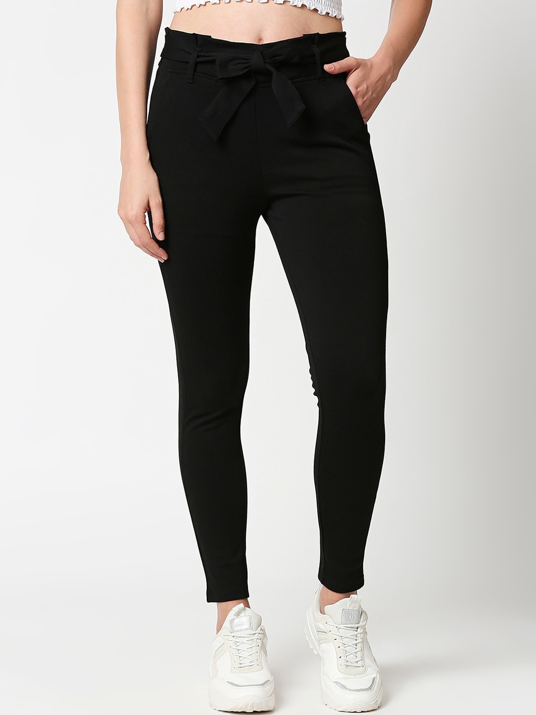 Kraus Jeans Women Black Loose Fit High-Rise Trousers