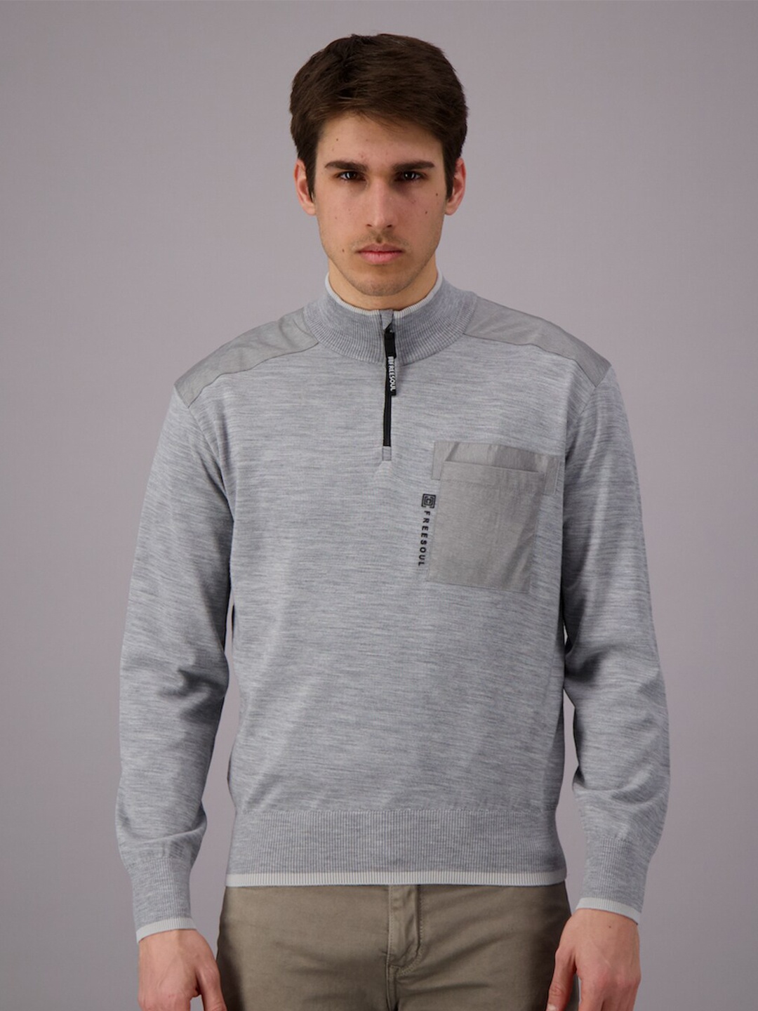 FREESOUL Men Grey Sweater Vest