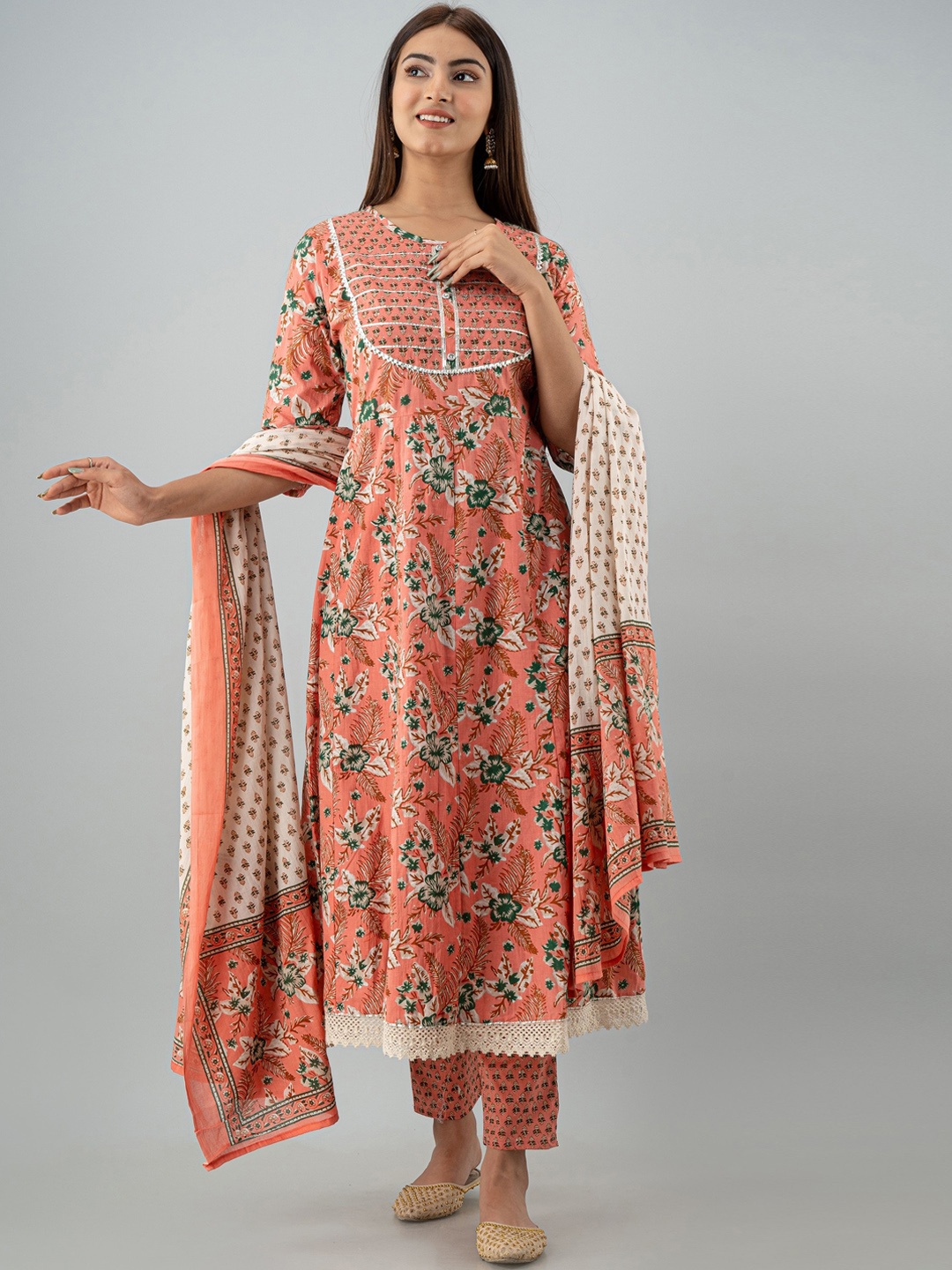 OMASK Women Coral Ethnic Motifs Printed Gotta Patti Pure Cotton Kurta with Trousers & With Dupatta
OMASK Women Coral Ethnic Motifs Printed Gotta Patti Pure Cotton Kurta with Trousers & With Dupatta