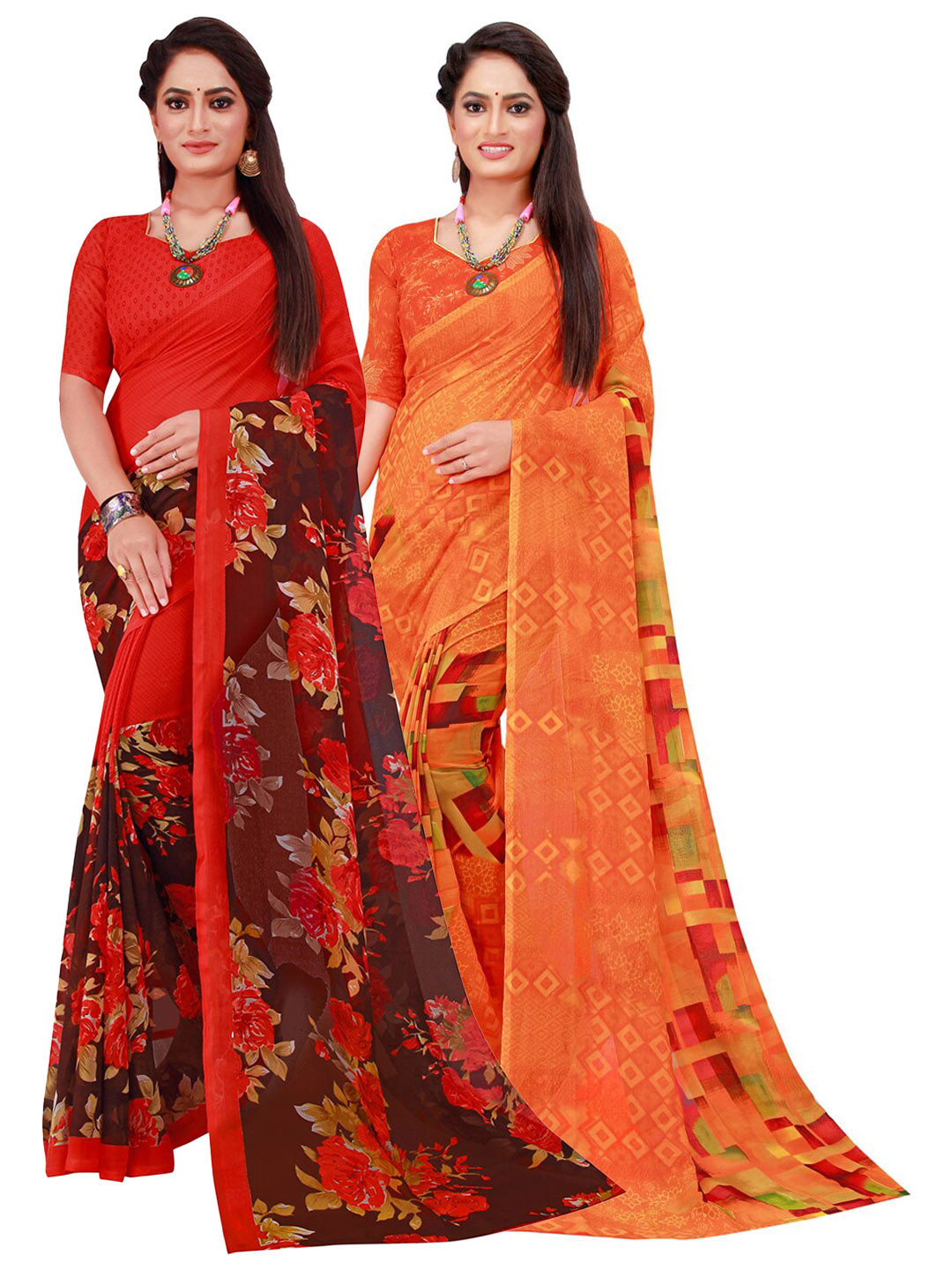 SAADHVI Multicoloured Floral Pure Georgette Saree, Multi
SAADHVI Multicoloured Floral Pure Georgette Saree, Multi