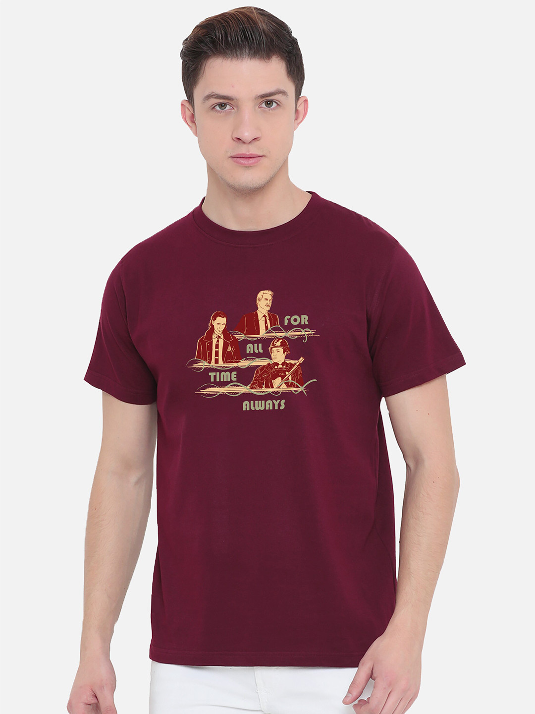 Fully Filmy Men Maroon Team Loki Typography Printed Cotton T-shirt
Fully Filmy Men Maroon Team Loki Typography Printed Cotton T-shirt