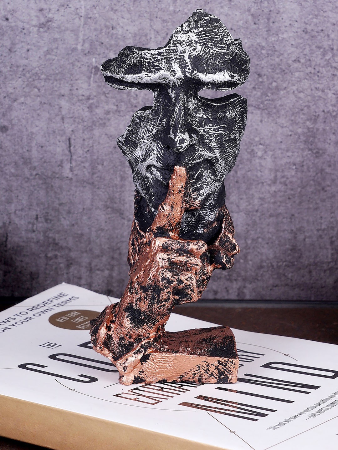 FASHIYANOO Copper-Toned & Grey Face Showpieces