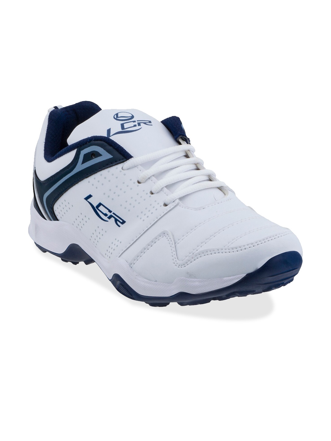 Lancer Men White & Navy Blue Textile Running Non-Marking Shoes