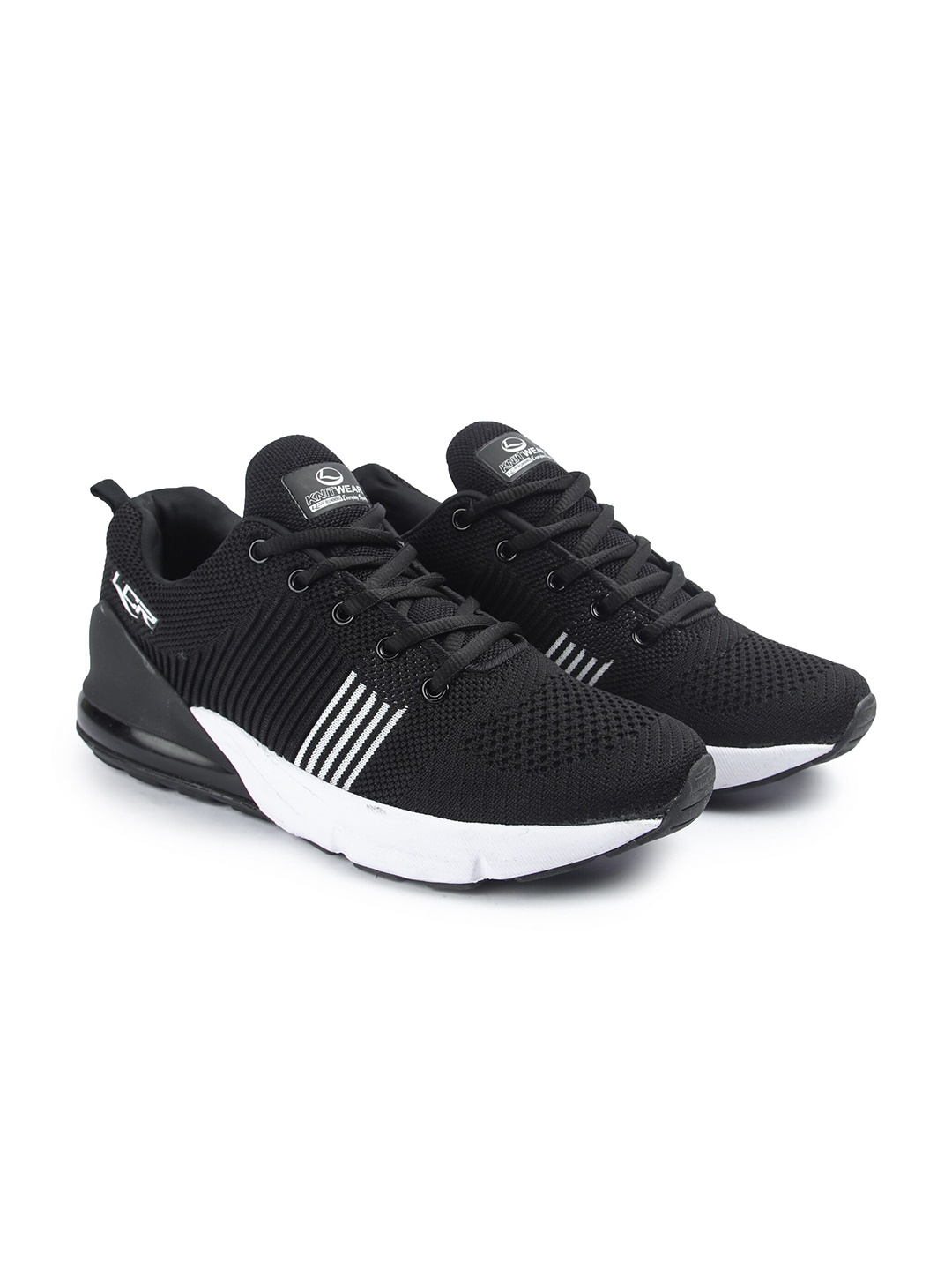 Lancer Men Black Textile Running Non-Marking Shoes