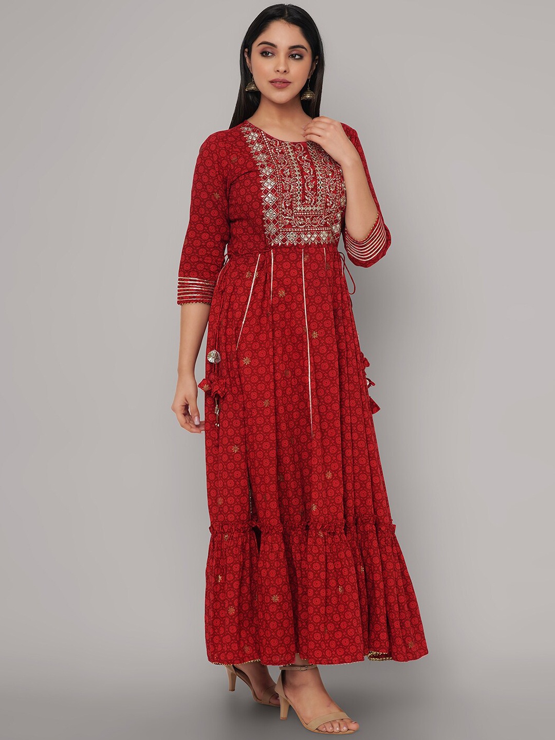 Sanganeri Kurti Women Maroon & Golden Ethnic Motifs Embroidered Gotta Patti Anarkali Kurta
Sanganeri Kurti Women Maroon & Golden Ethnic Motifs Embroidered Gotta Patti Anarkali Kurta