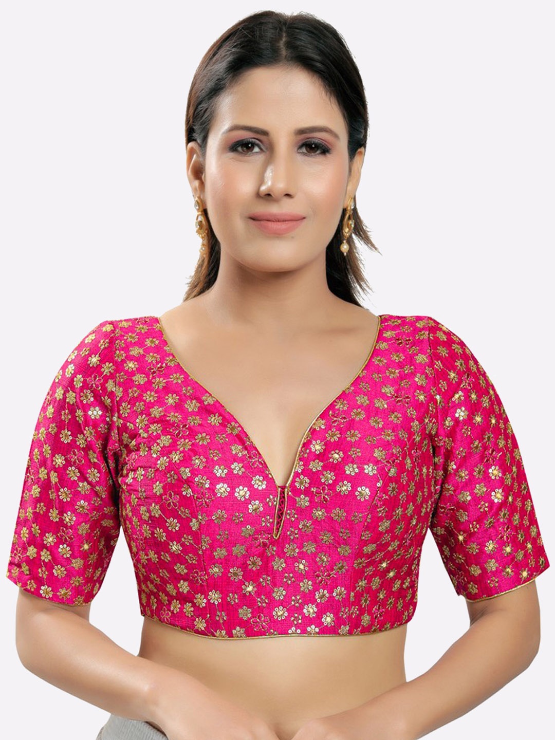 SALWAR STUDIO Women Pink Sequin Embroidered Mulburry Silk Readymade Saree Blouse
SALWAR STUDIO Women Pink Sequin Embroidered Mulburry Silk Readymade Saree Blouse