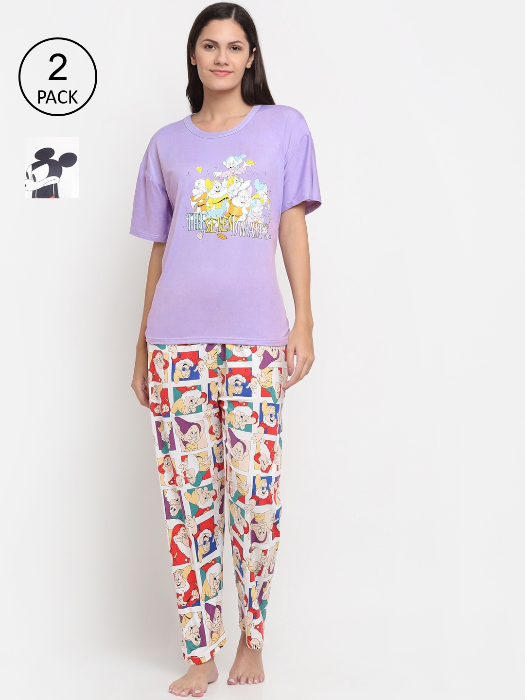KLOTTHE Women Multicoloured Set of 2 Cartoon Character Printed 3 piece Night suit, White
KLOTTHE Women Multicoloured Set of 2 Cartoon Character Printed 3 piece Night suit, White