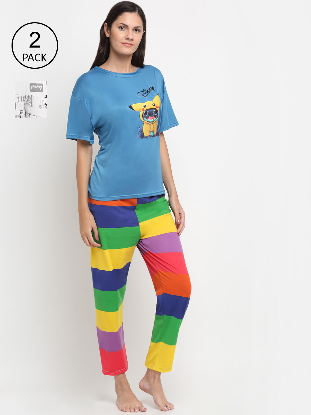 KLOTTHE Women Multicoloured Set of 2 Cartoon Printed Cotton Blend 3 Piece Night suit, Multi
KLOTTHE Women Multicoloured Set of 2 Cartoon Printed Cotton Blend 3 Piece Night suit, Multi