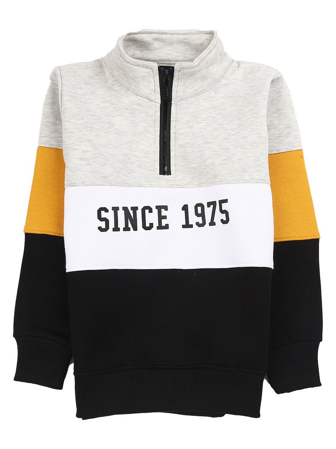 V-Mart Boys Grey Colourblocked Hooded Sweatshirt