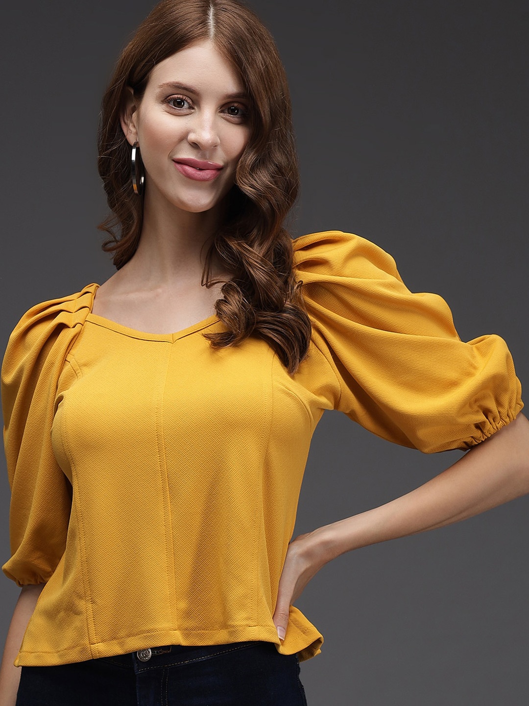 Darzi Women Yellow Solid Top