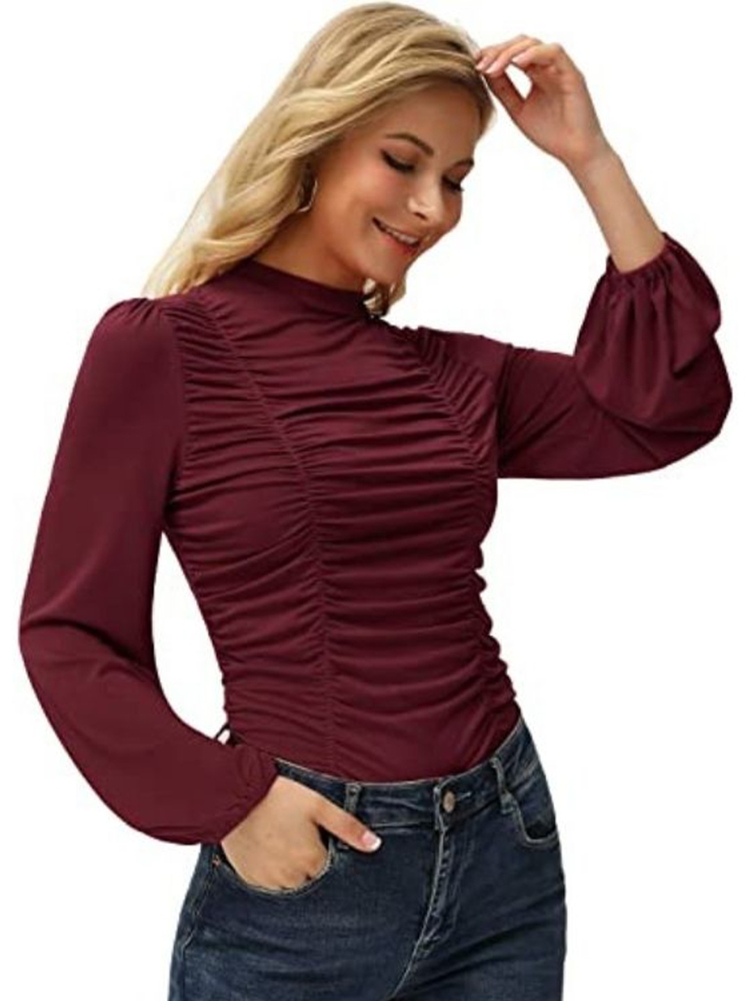 La Aimee Women Deep Burgundy Solid Top