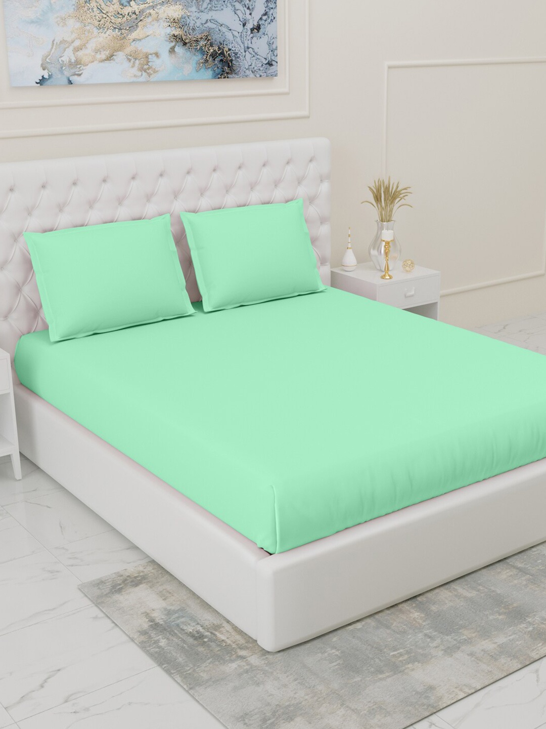 Gulaab Jaipur Sea Green 210 TC King Solid Poly Cotton Bed Sheet with 2 Pillow Covers
Gulaab Jaipur Sea Green 210 TC King Solid Poly Cotton Bed Sheet with 2 Pillow Covers