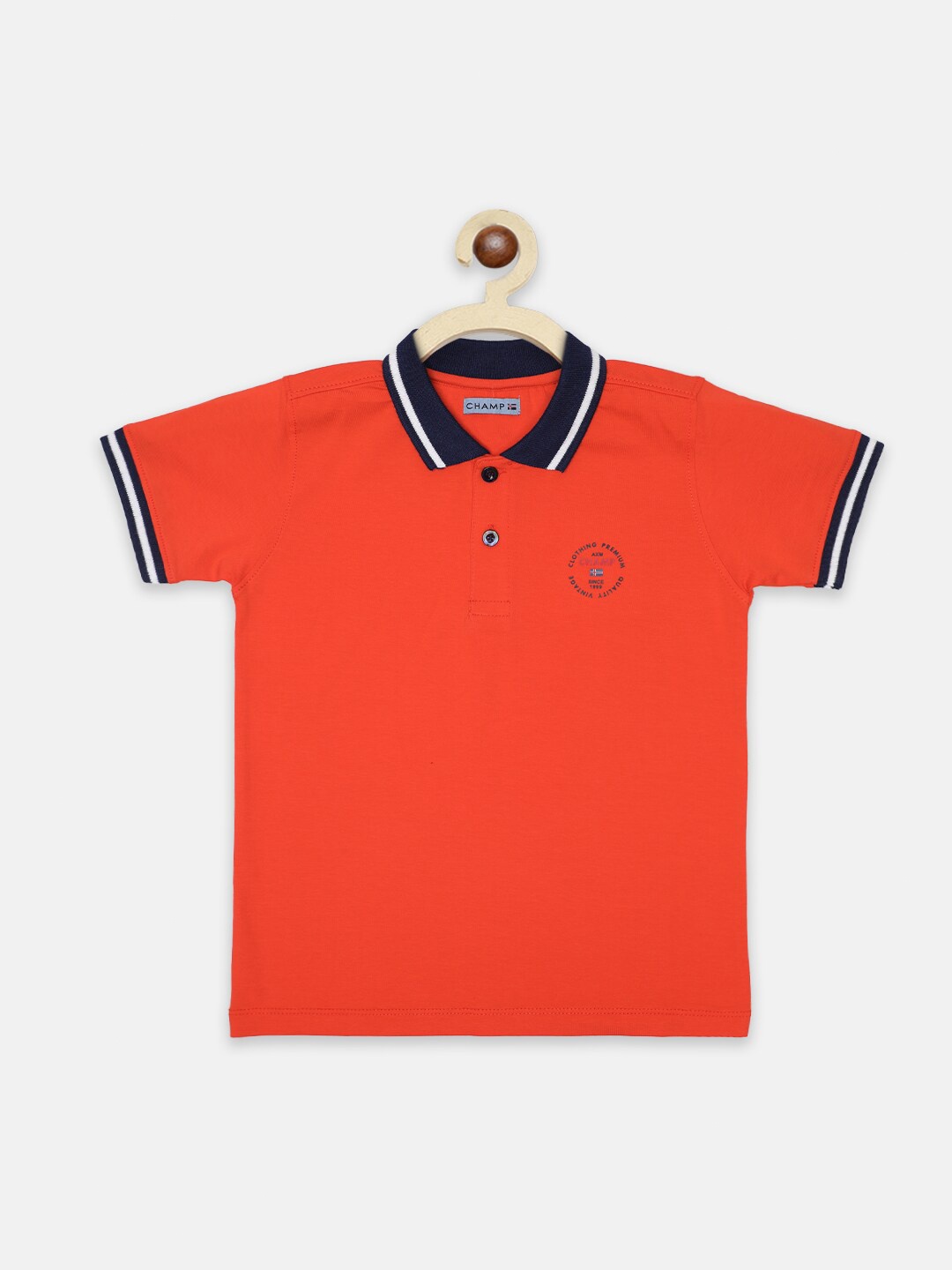 AXM CHAMP Boys Orange Polo Collar Cotton T-shirt