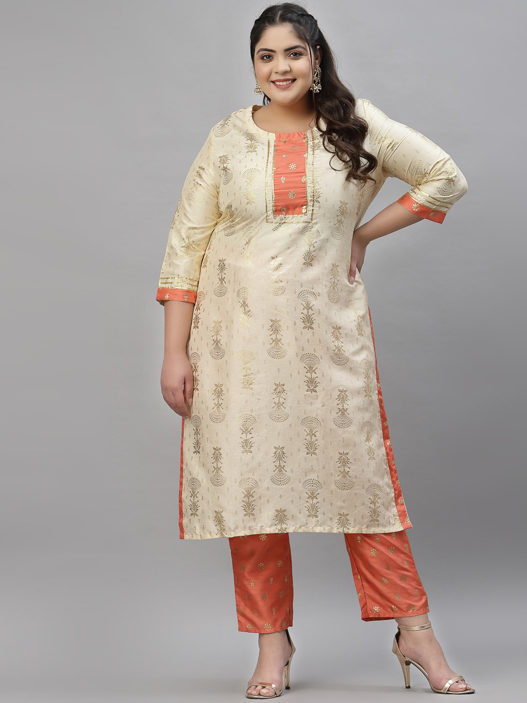 curveZI by Ziyaa Plus Size Women Cream-Coloured Ethnic Motifs Printed Kurta with Trousers
curveZI by Ziyaa Plus Size Women Cream-Coloured Ethnic Motifs Printed Kurta with Trousers