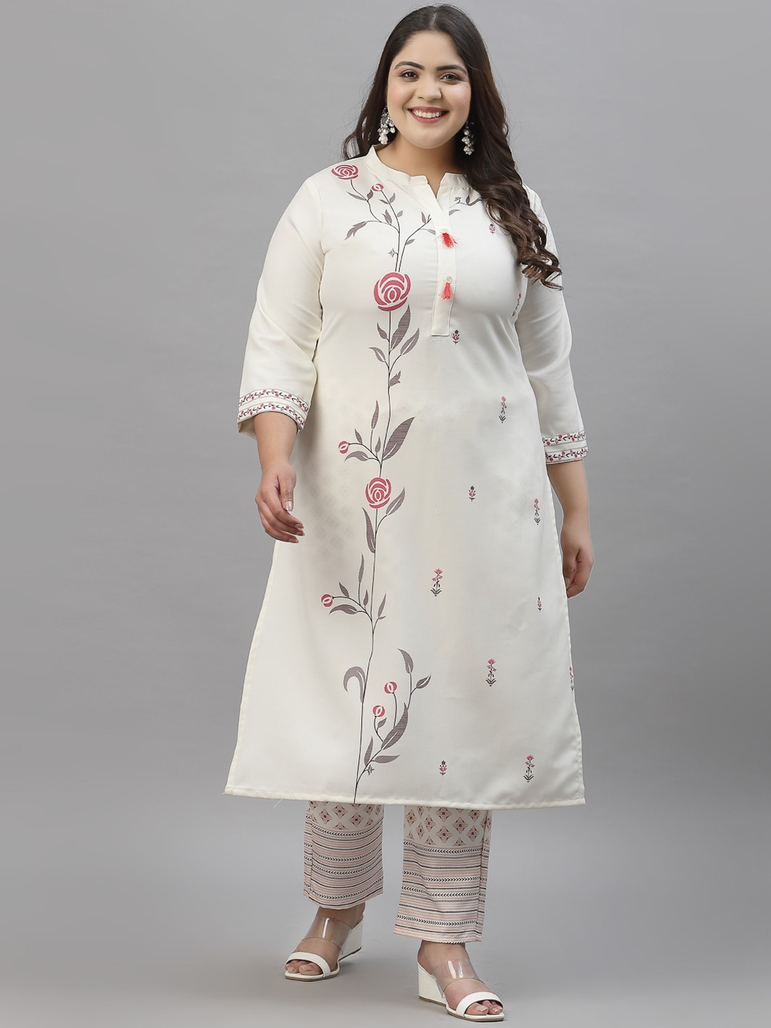 curveZI by Ziyaa Plus Size Women Cream-Coloured Ethnic Motifs Printed Kurta with Trousers
curveZI by Ziyaa Plus Size Women Cream-Coloured Ethnic Motifs Printed Kurta with Trousers