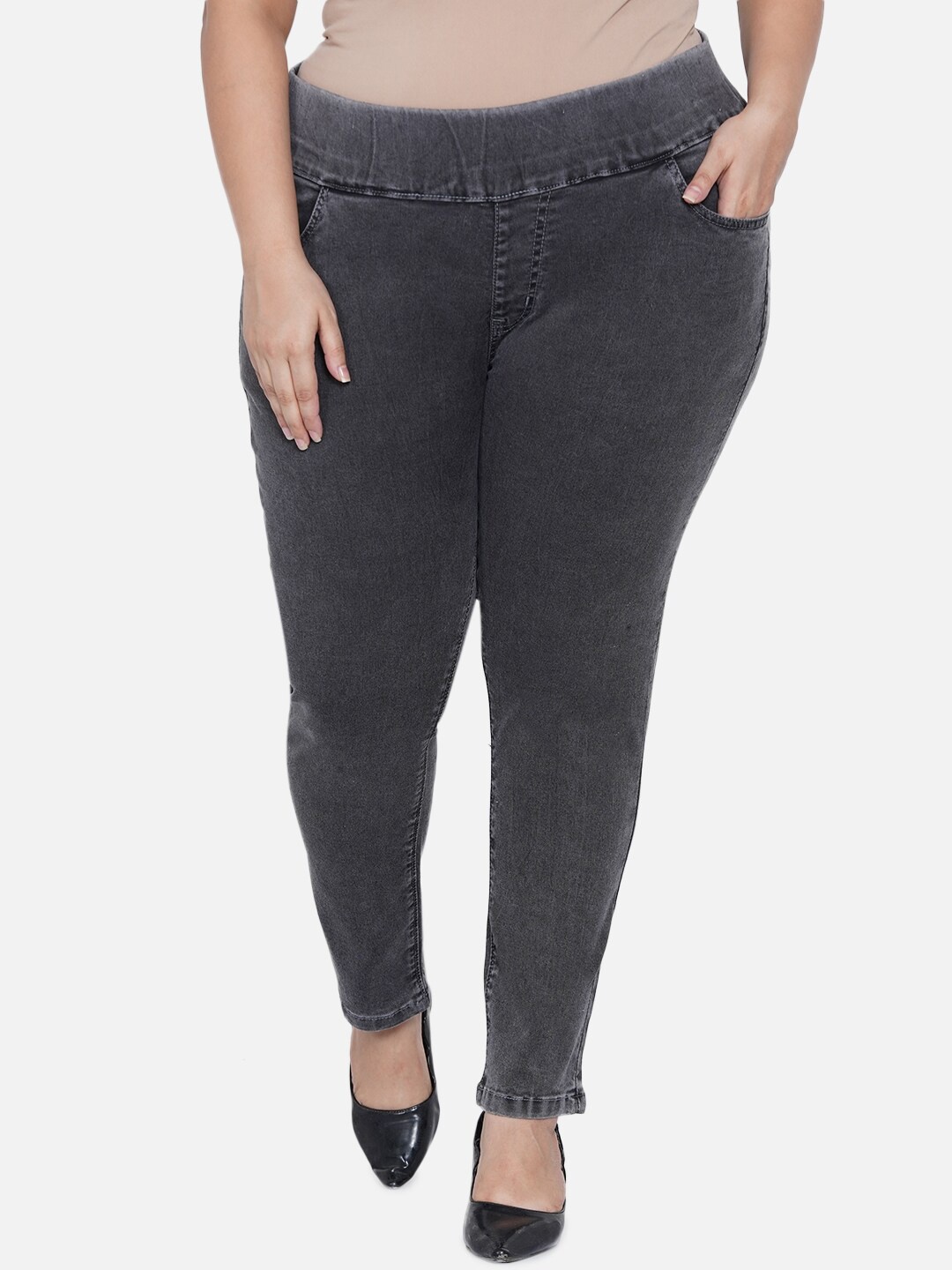 Kiaahvi by JOHN PRIDE Women Plus Size Grey Solid Stretchable Cotton Skinny-Fit Jeggings
Kiaahvi by JOHN PRIDE Women Plus Size Grey Solid Stretchable Cotton Skinny-Fit Jeggings