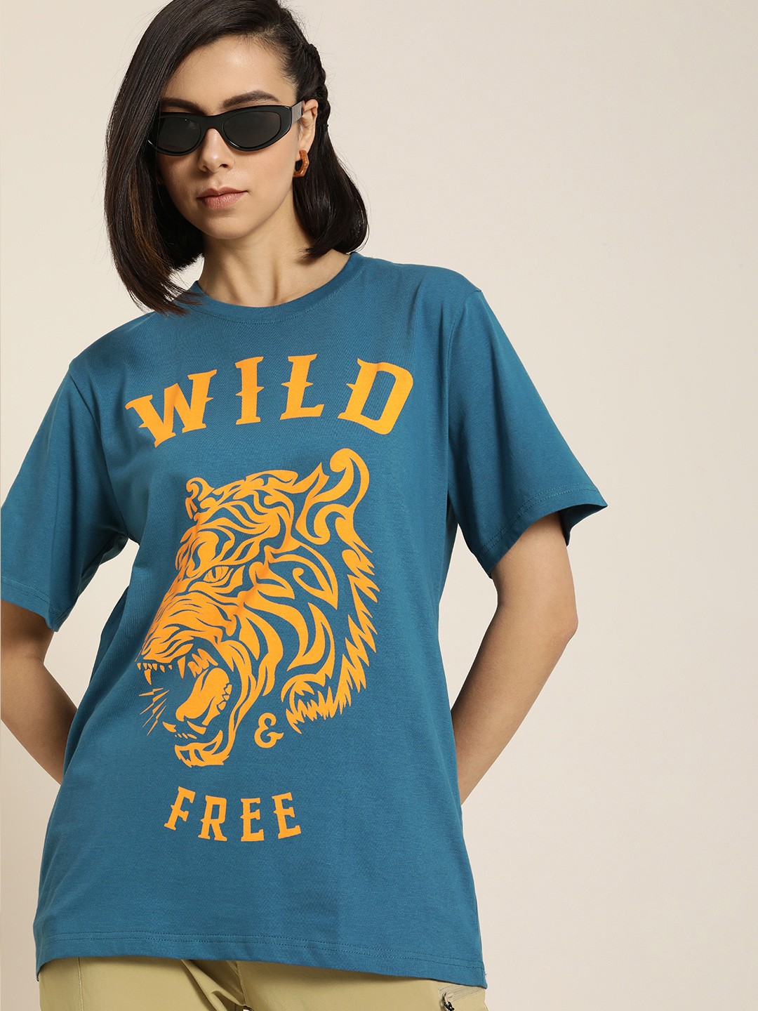 Difference of Opinion Teal Blue & Orange Graphic Print Oversized Cotton Longline T-shirt
Difference of Opinion Teal Blue & Orange Graphic Print Oversized Cotton Longline T-shirt