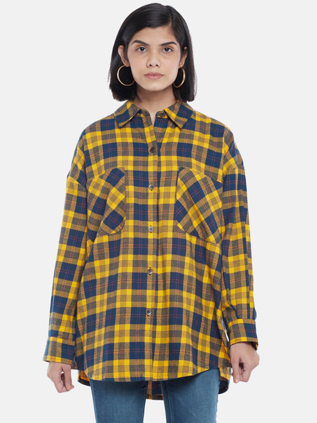 SF JEANS by Pantaloons Women Mustard Yellow & Navy Blue Cotton Checked Casual Shirt
SF JEANS by Pantaloons Women Mustard Yellow & Navy Blue Cotton Checked Casual Shirt