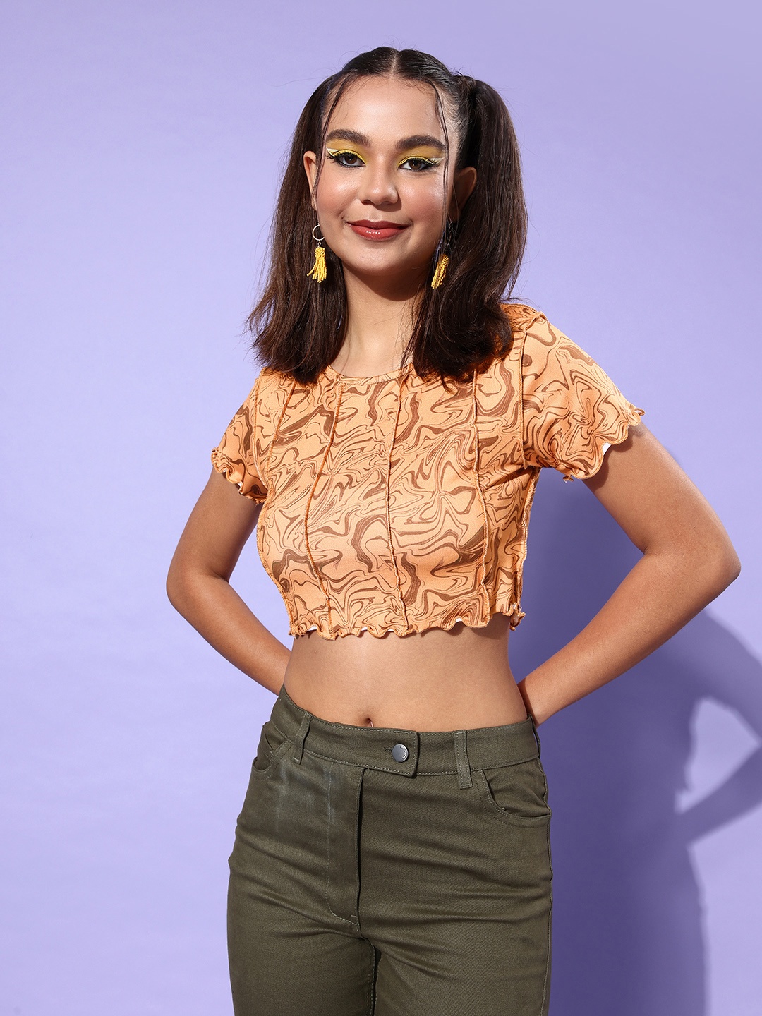 HERE&NOW Brown Abstract Baby Tee