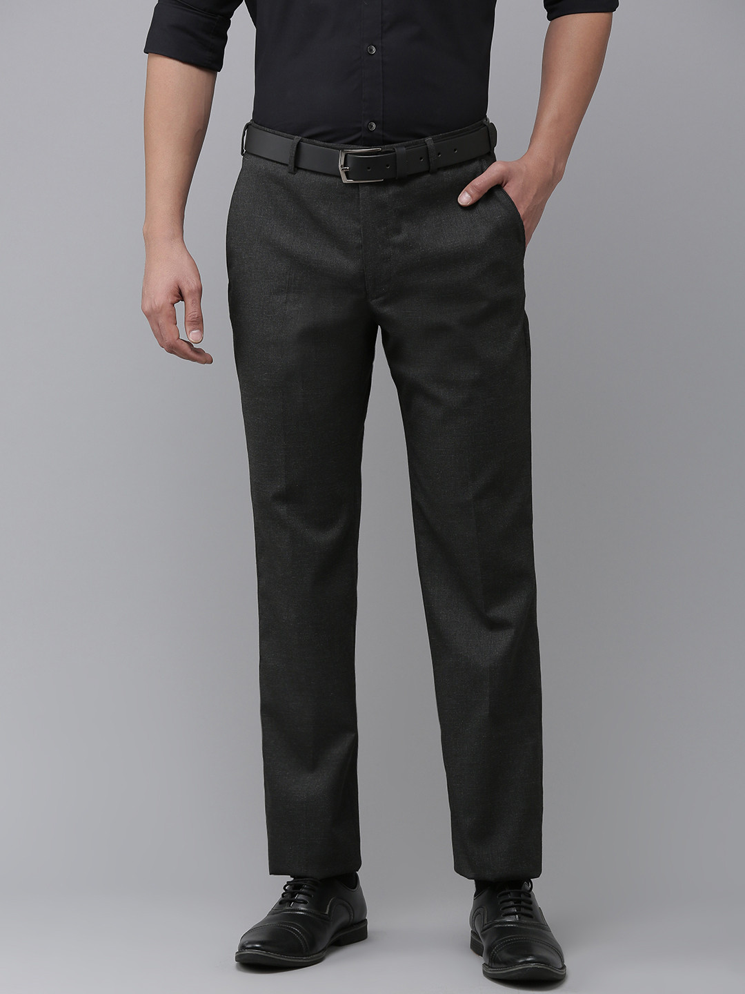 Park Avenue Men Dark Grey Textured Self Design Smart Fit Mid-Rise Woven Formal Trousers
Park Avenue Men Dark Grey Textured Self Design Smart Fit Mid-Rise Woven Formal Trousers