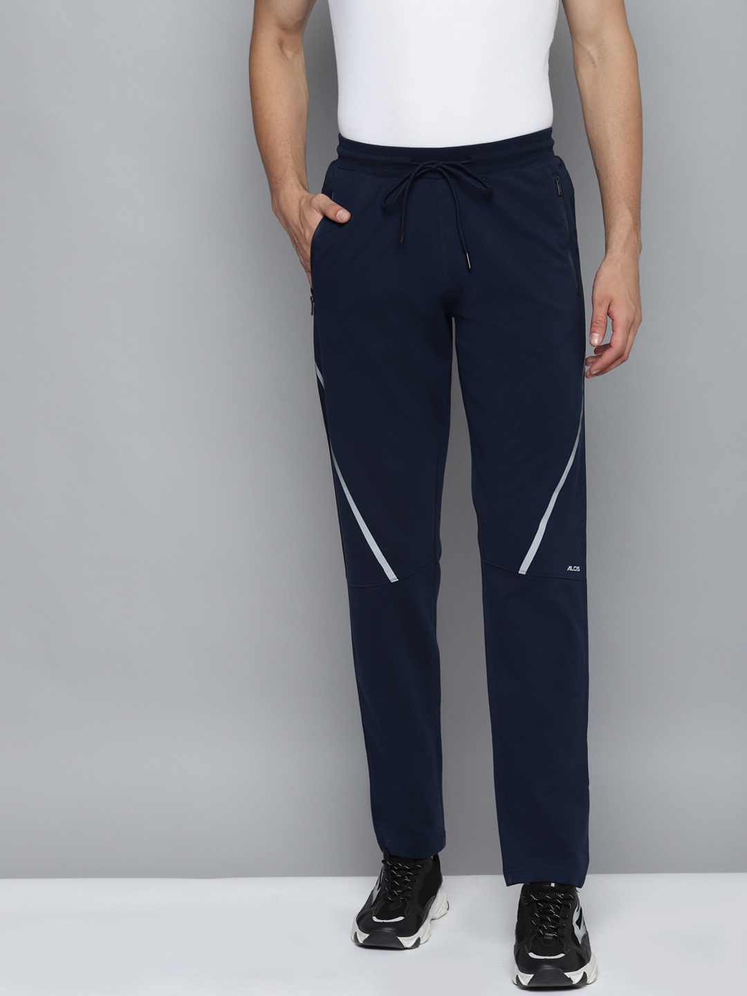 Alcis Men Navy Blue Solid Track Pants
