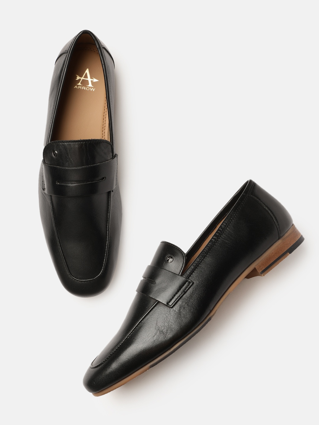 Arrow Men Black MINLAN Leather Formal Loafers