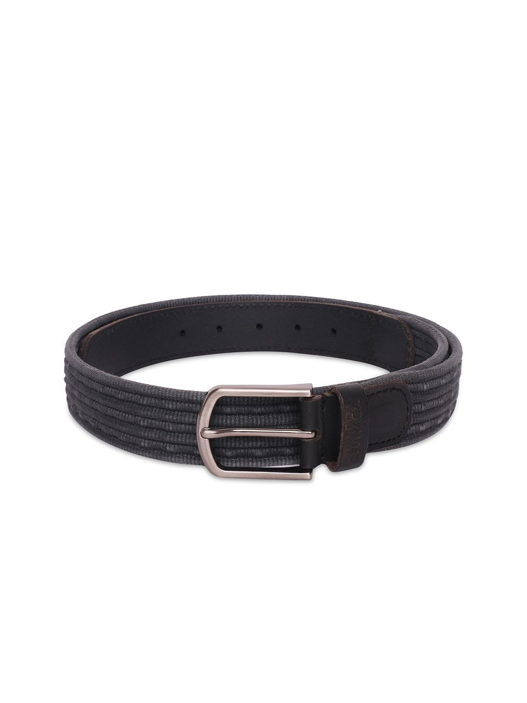 Belwaba Men Blue Striped Leather Belt