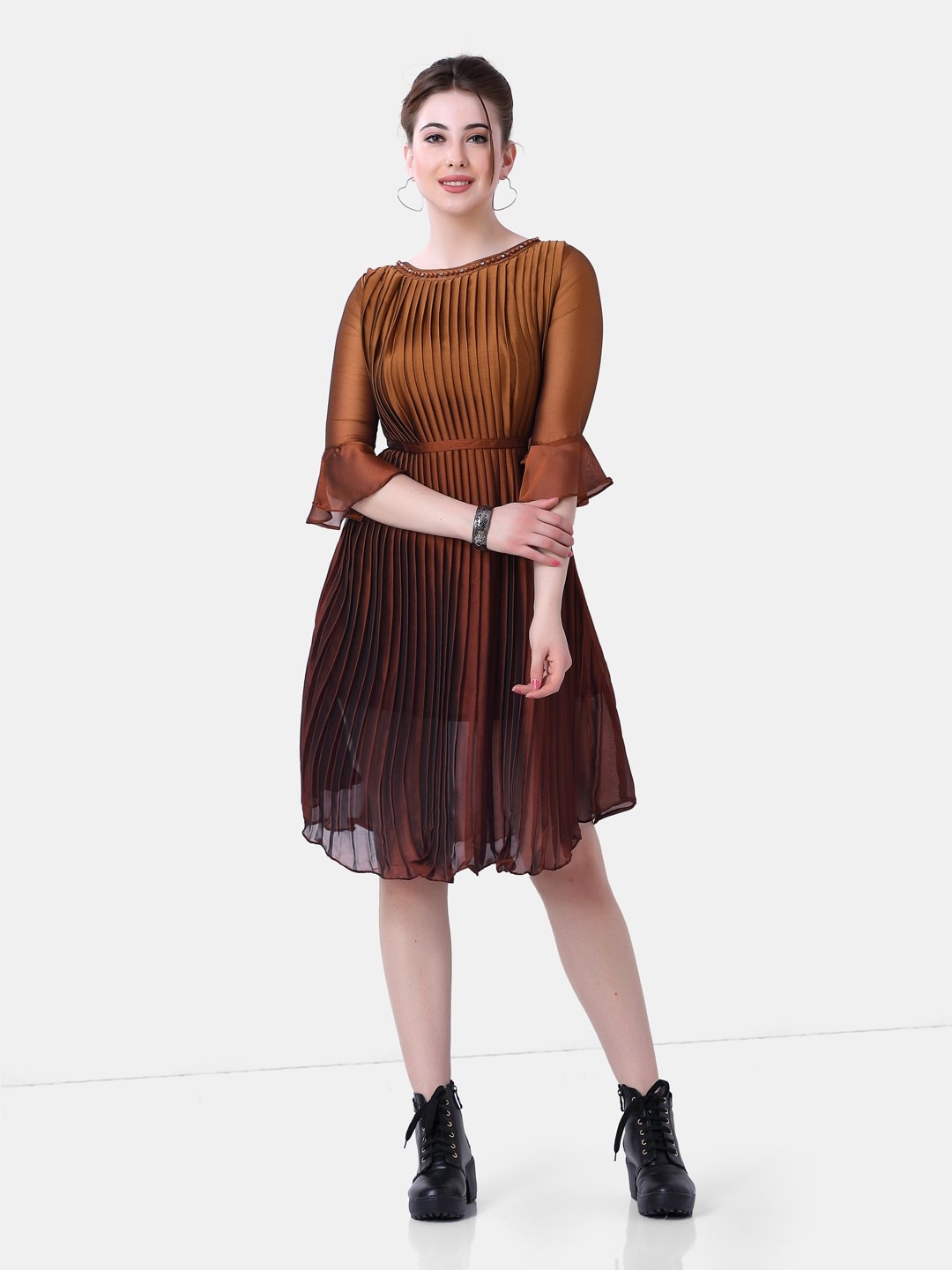 POPLINS Women Bronze-Toned Satin Dress