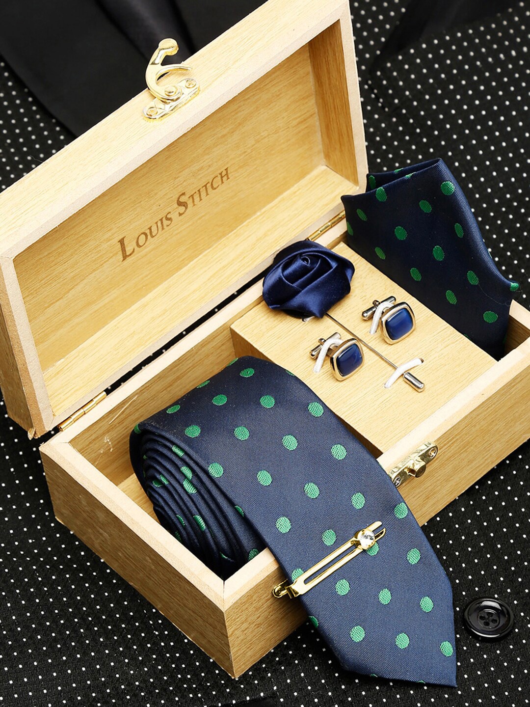 LOUIS STITCH Men Polka Dot Self Design Italian Silk Necktie Accessory Gift Set, Blue
LOUIS STITCH Men Polka Dot Self Design Italian Silk Necktie Accessory Gift Set, Blue