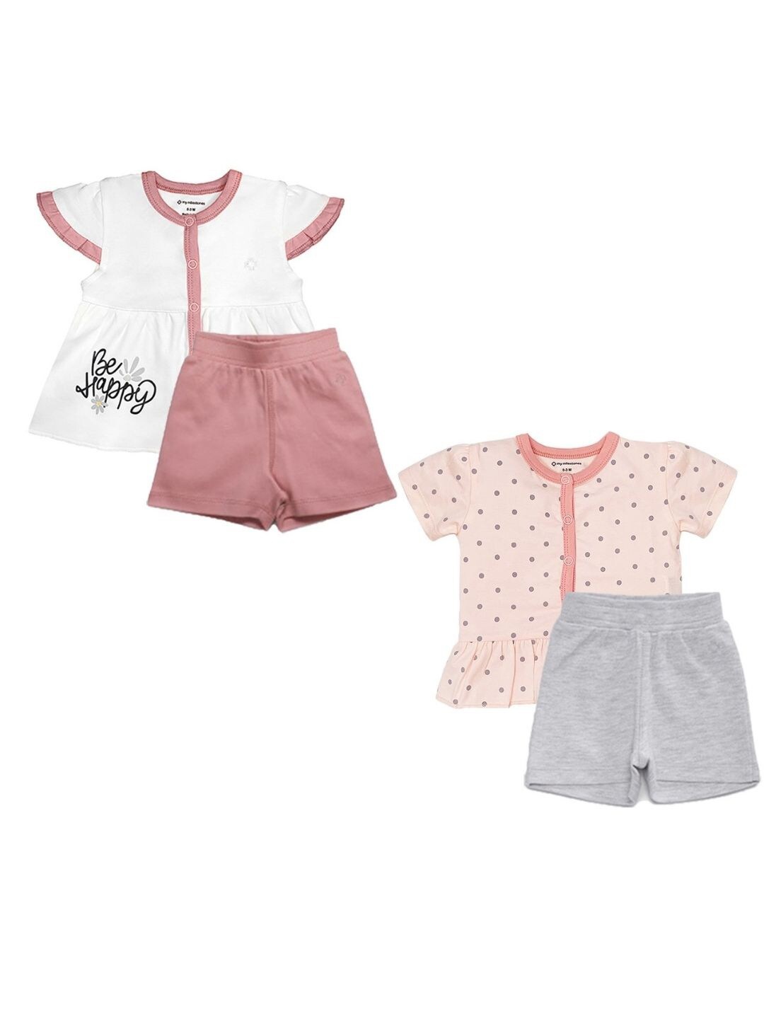 My Milestones Girls Set of 2 White & Peach-Coloured Printed Pure Cotton Top with Shorts
My Milestones Girls Set of 2 White & Peach-Coloured Printed Pure Cotton Top with Shorts