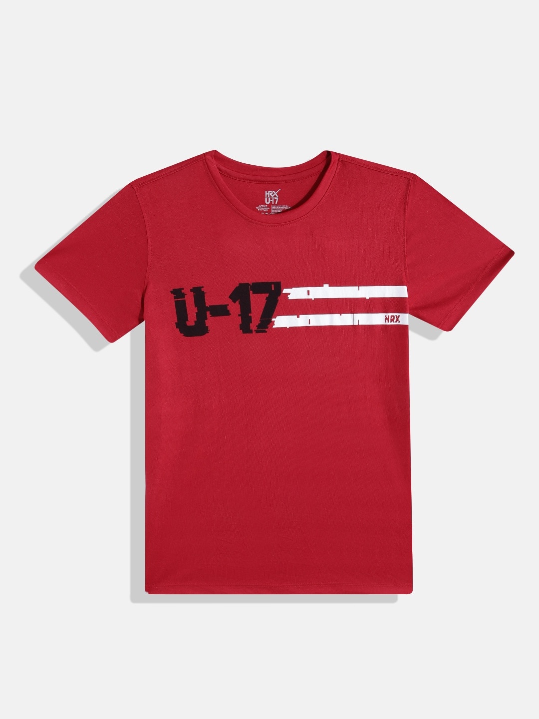 HRX By Hrithik Roshan Active Boys Formula Rapid-Dry Brand Carrier Tshirts, Red
