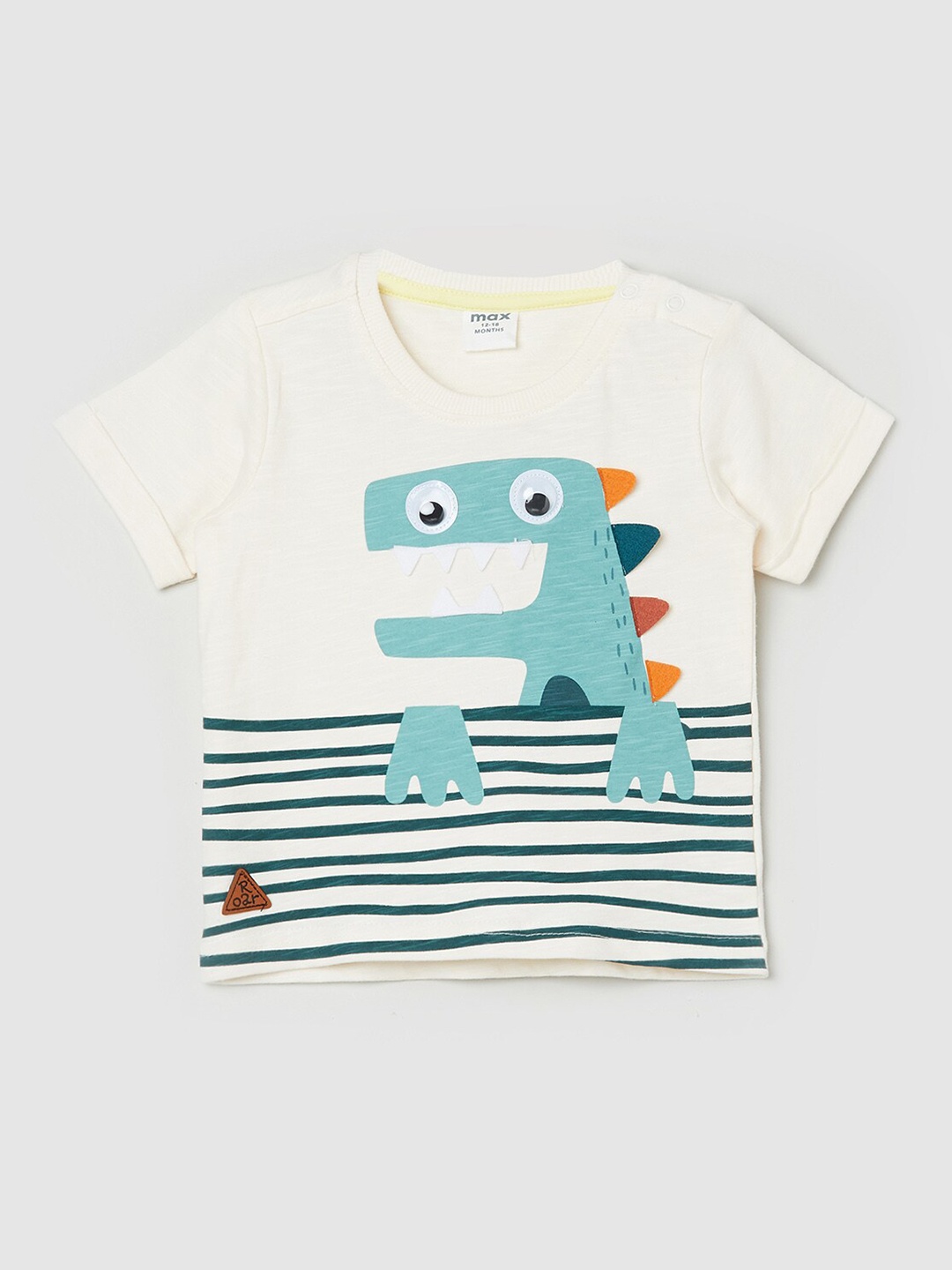 max Boys White Printed T-shirt