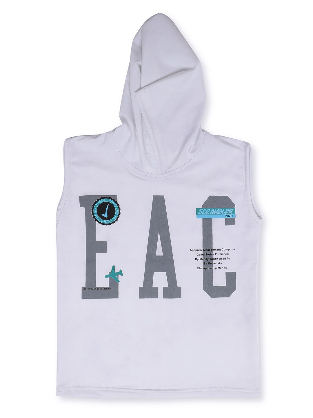 earth conscious Boys White Typography Printed T-shirt