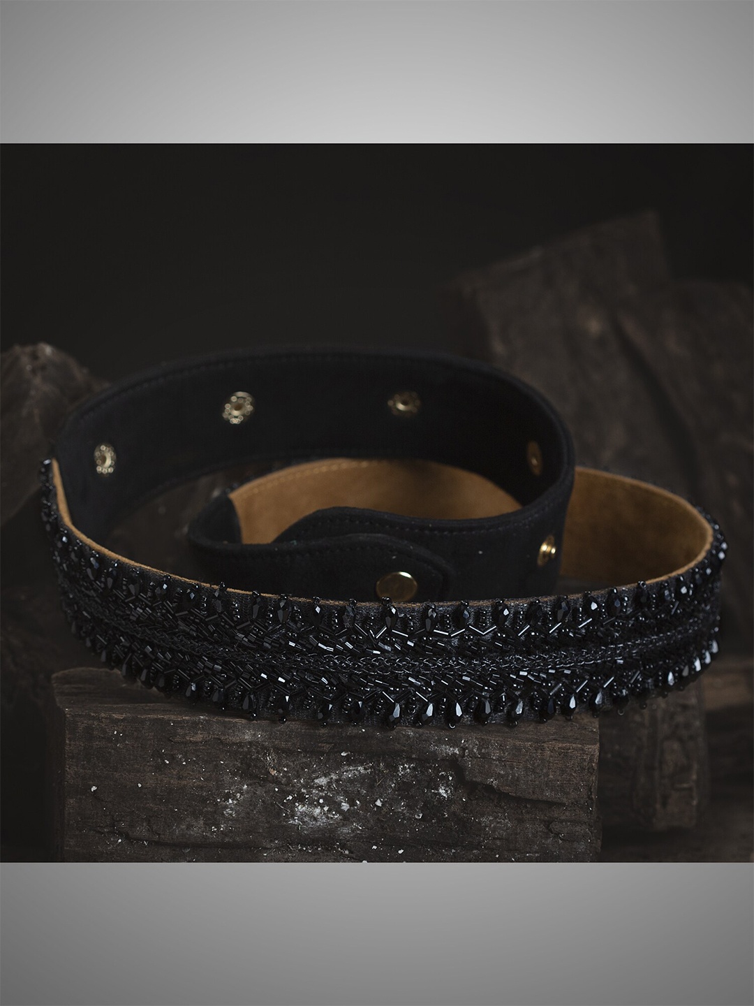 D'oro Women Black Embellished Waist Belt