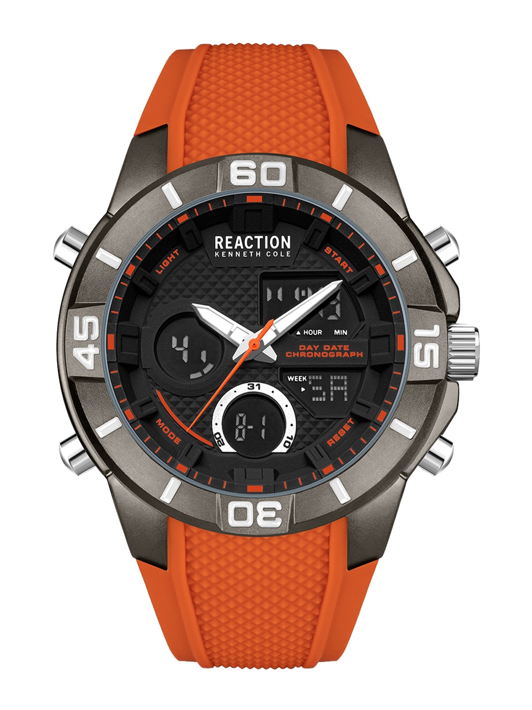 REACTION KENNETH COLE Men Black Dial & Orange Wrap Around Straps Analogue and Digital Watch KRWGP2192103
REACTION KENNETH COLE Men Black Dial & Orange Wrap Around Straps Analogue and Digital Watch KRWGP2192103
