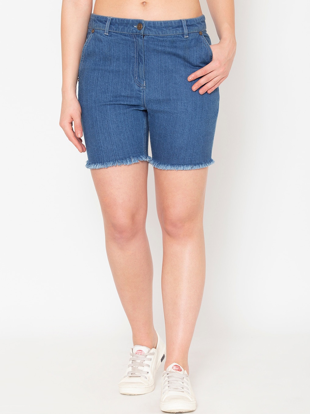 Modriba Women Blue Denim Shorts with Antimicrobial Technology