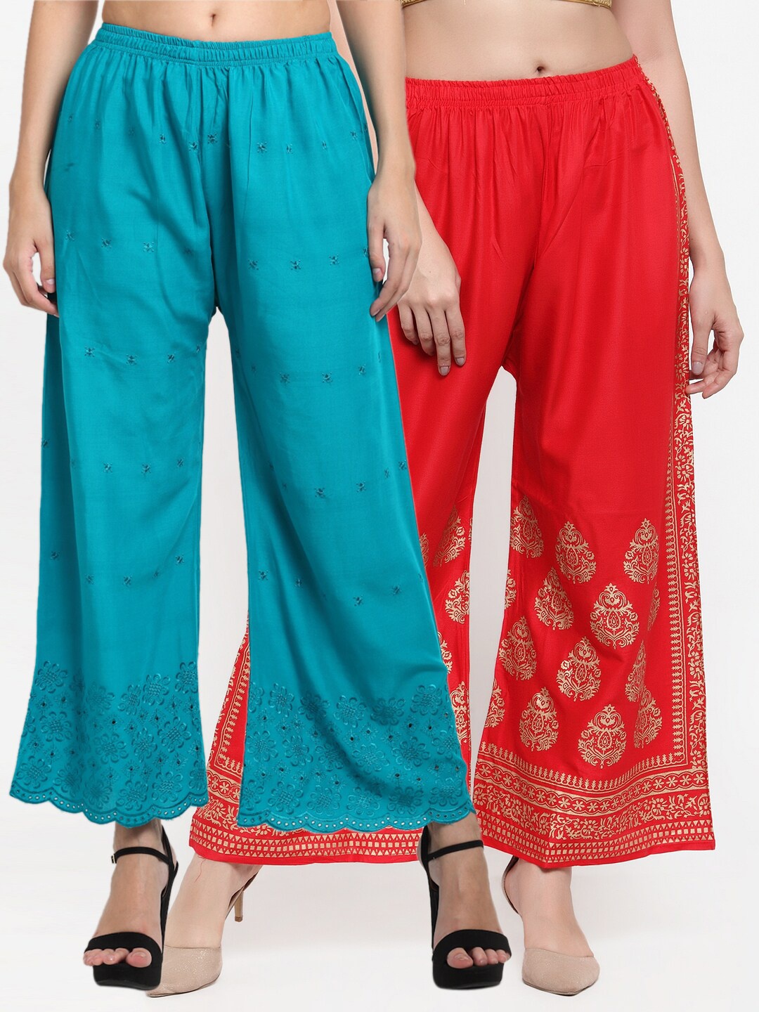 Miaz Lifestyle Women Set Of 2 Blue & Red Ethnic Motifs Embroidered Flared Ethnic Palazzos
Miaz Lifestyle Women Set Of 2 Blue & Red Ethnic Motifs Embroidered Flared Ethnic Palazzos